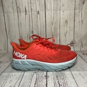 Hoka One One Clifton 8 Shoes Womens Size 10 Orange Running Sneakers